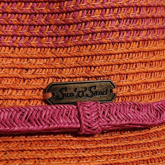 Sun N Sand Lot Of 2 Packable Straw Sun Hats Fedora And Ombre Sunset Resortwear - Picture 3 of 16